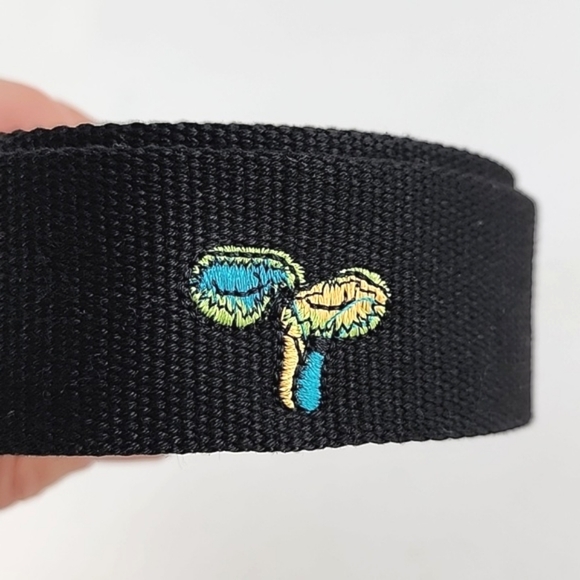 Arsenic Men's Black Web Belt Multi Colour Mushroom Embellishments Size  L/XL - Picture 5 of 9